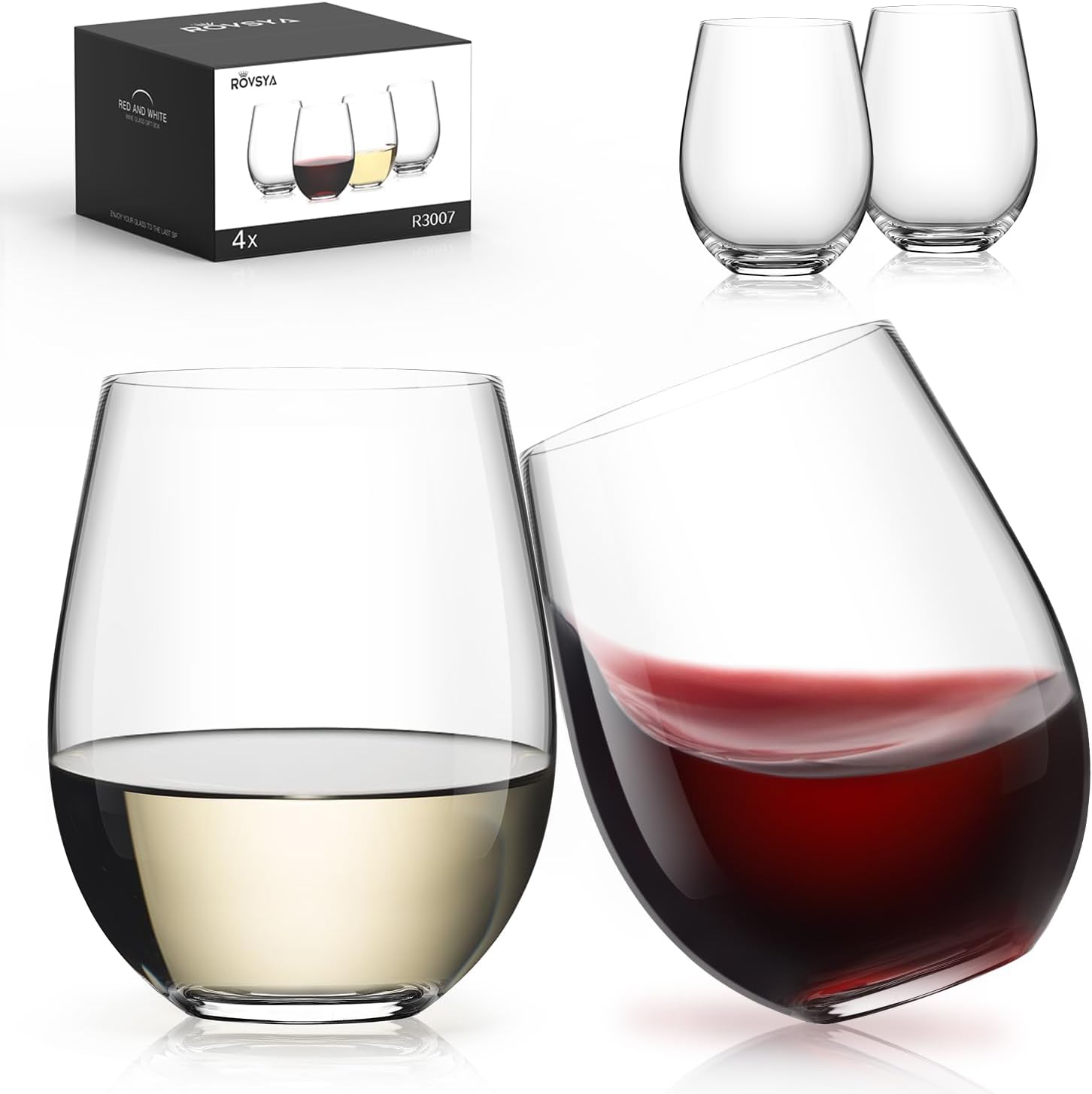 Stemless Wine Glasses Set of 4 - Wine Glass Set Crystal recension och pris