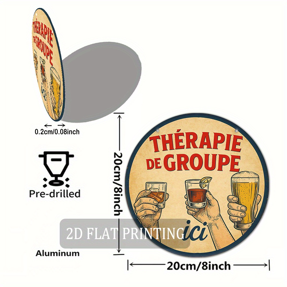 2D Flat - 20.32cm Vintage Fren - Beer And Wine Quote recension och pris