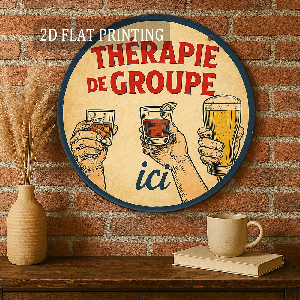 2D Flat - 20.32cm Vintage Fren - Beer And Wine Quote recension och pris