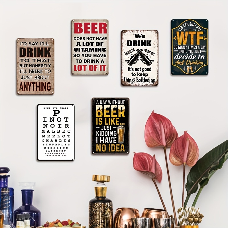 Vintage Assorted Funny Beer Wi - Beer And Wine Quote recension och pris