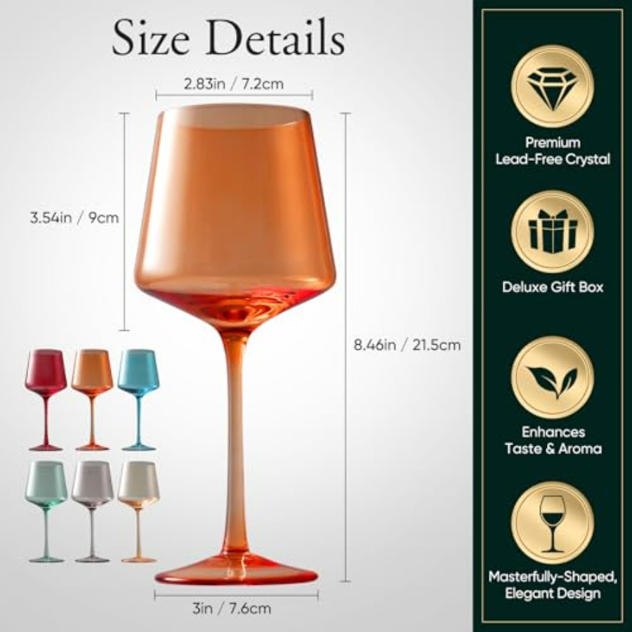 Colorful HandBlown Crystal Win - Wine Glass Set Crystal recension och pris